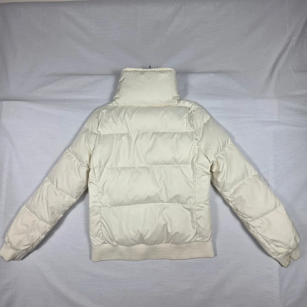Juicy Couture Puffer Jacket Womens Medium Down Fill Cream Y2K Winter Coat‎ 2000s